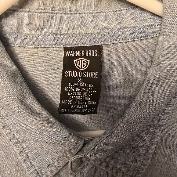 Vintage Warner Brothers Denim Character Button Up Shirt - Picture 5 of 6